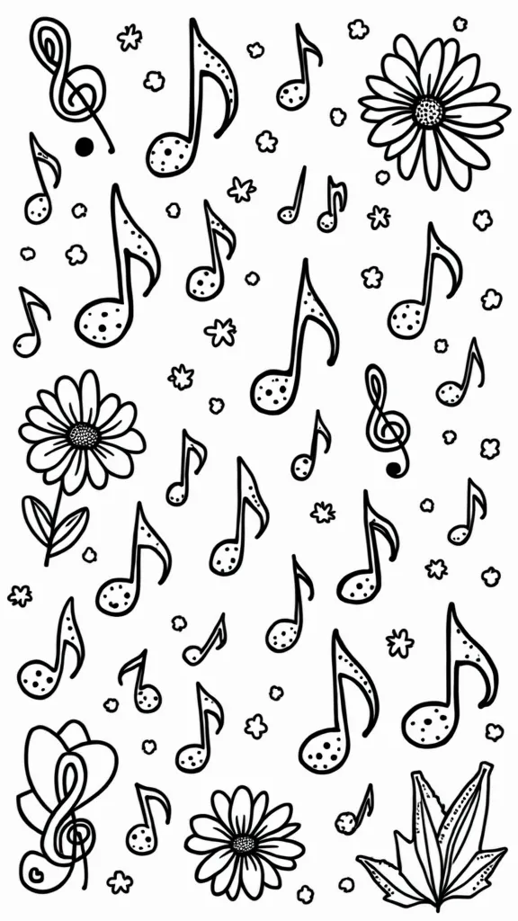 coloring pages of musical notes